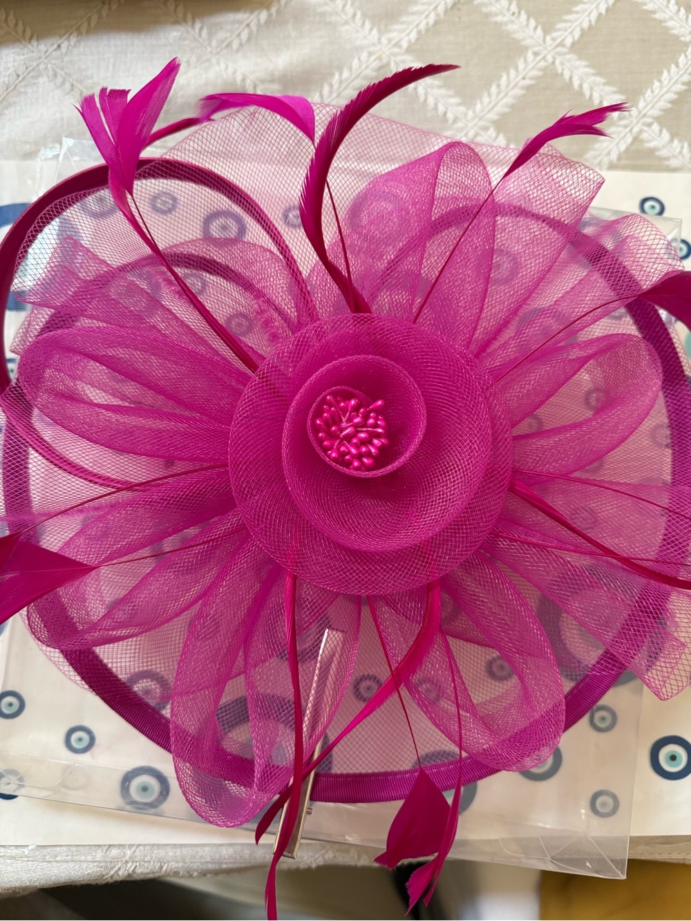 Women's Fuchsia Mesh Flower Fascinator Headband